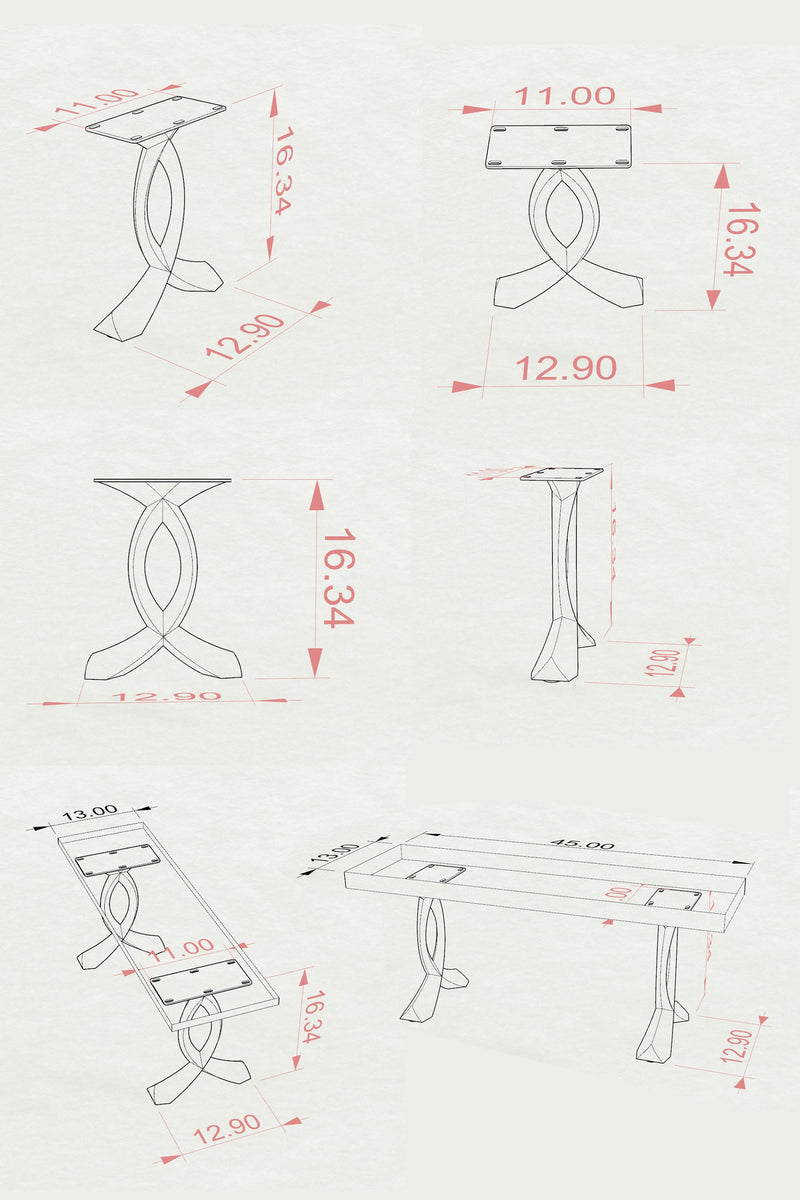 Metal Bench Legs, DIY Steel Furniture, Coffee Table Base in✔️unique Flowyline Design for epoxy live edge top Black curved shape bench modern kitchen desk dining wishbone 16 inch hairpin wooden wrought iron coffee bar industrial round counter height mid century square replacement console side Wayfair Amazon ikea Lowes