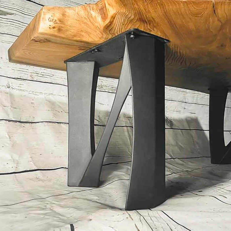 Metal Bench Legs, DIY Steel Furniture, Coffee Table Base in✔️unique Flowyline Design for epoxy live edge top Black curved shape bench modern kitchen desk dining wishbone 16 inch hairpin wooden wrought iron coffee bar industrial round counter height mid century square replacement console side Wayfair Amazon ikea Lowes