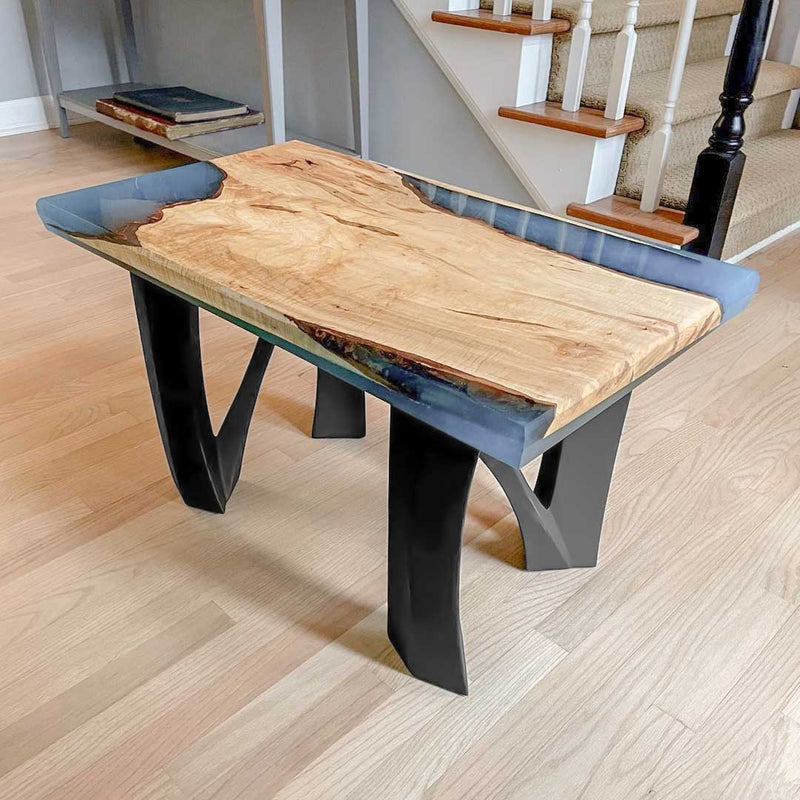 Metal Bench Legs, DIY Steel Furniture, Coffee Table Base in✔️unique Flowyline Design for epoxy live edge top Black curved shape bench modern kitchen desk dining wishbone 16 inch hairpin wooden wrought iron coffee bar industrial round counter height mid century square replacement console side Wayfair Amazon ikea Lowes