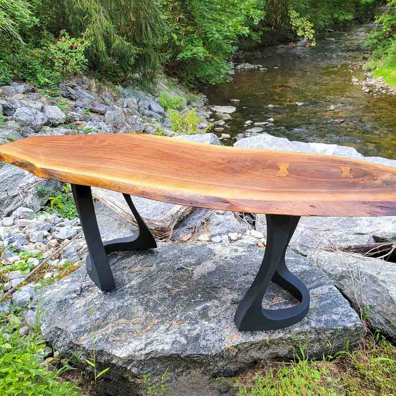 Metal Bench Legs, DIY Steel Furniture, Coffee Table Base in✔️unique Flowyline Design for epoxy live edge top Black curved shape modern kitchen desk dining 16 inch hairpin wooden wrought iron industrial height mid century square replacement woodworking wood Handmade home depot Wayfair Amazon ikea Lowes stool vintage