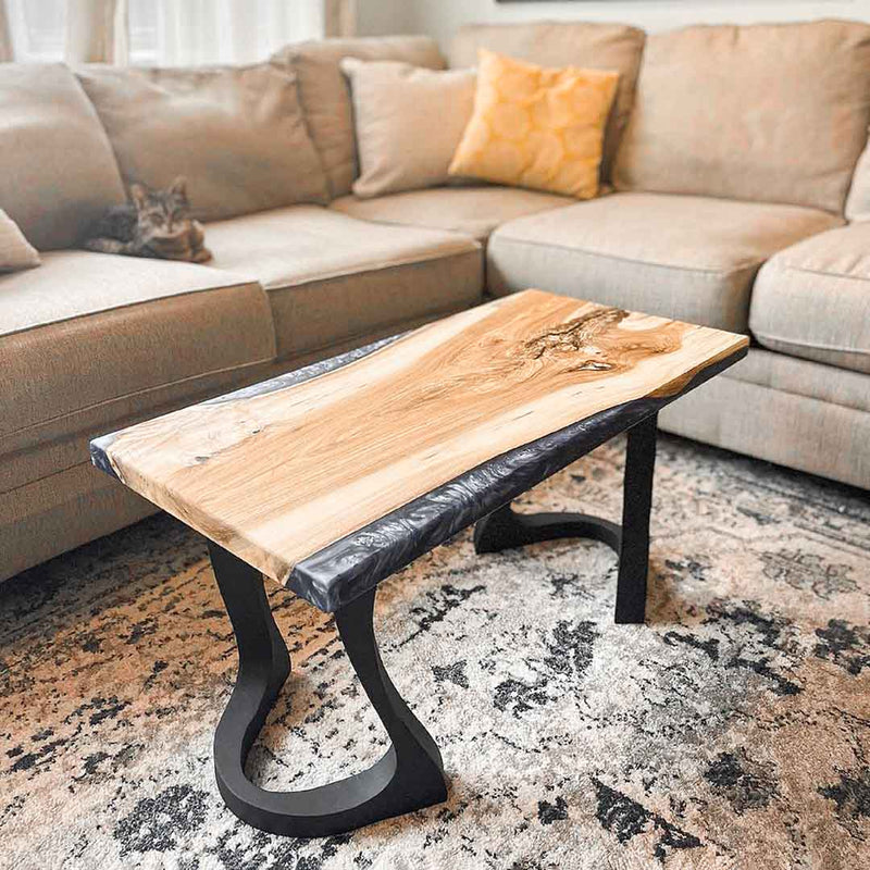 Metal Bench Legs, DIY Steel Furniture, Coffee Table Base in✔️unique Flowyline Design for epoxy live edge top Black curved shape modern kitchen desk dining 16 inch hairpin wooden wrought iron industrial height mid century square replacement woodworking wood Handmade home depot Wayfair Amazon ikea Lowes stool vintage