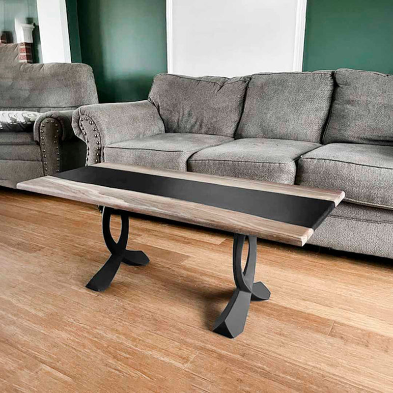 Metal Bench Legs, DIY Steel Furniture, Coffee Table Base in✔️unique Flowyline Design for epoxy live edge top Black curved shape bench modern kitchen desk dining wishbone 16 inch hairpin wooden wrought iron coffee bar industrial round counter height mid century square replacement console side Wayfair Amazon ikea Lowes